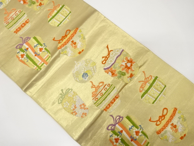 アンティーク　仕覆模様織り出し袋帯(材料)